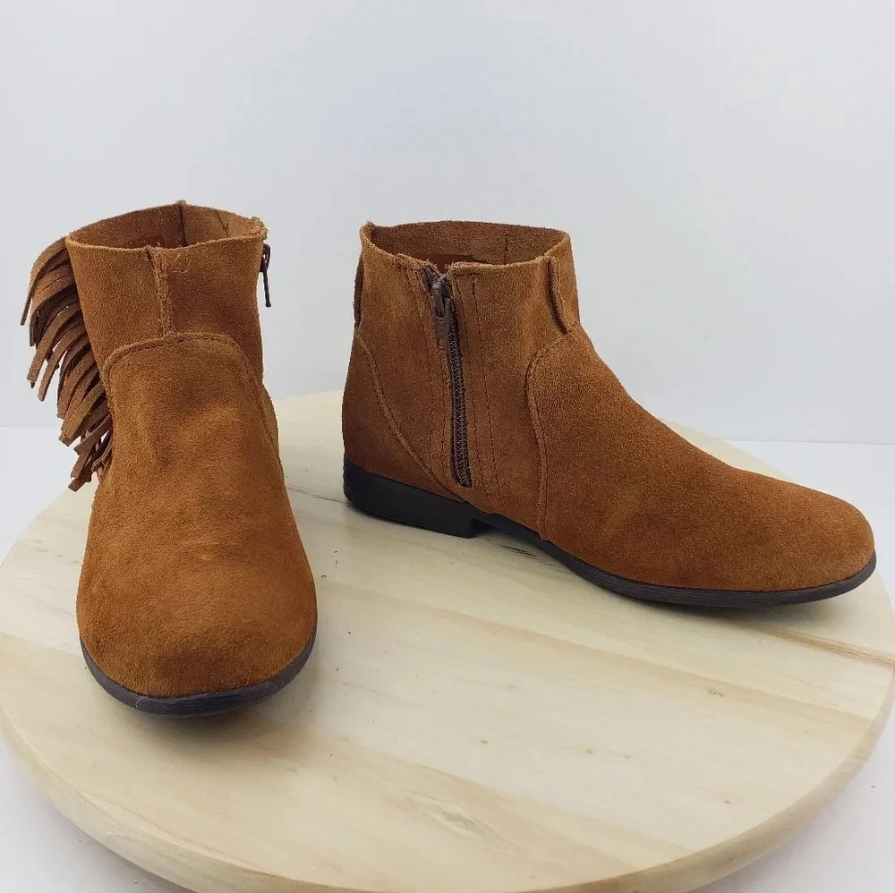 Minnetonka Fringe Boots Size 6 Tan Brown Suede Moccasins Ankle Booties Western - Picture 11 of 11